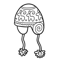 Coloriage Bonnet avec oreillettes et pompons
