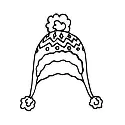 Coloriage Bonnet d'hiver avec pompon et oreillettes