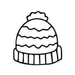 Coloriage Bonnet avec pompon et bord rayé