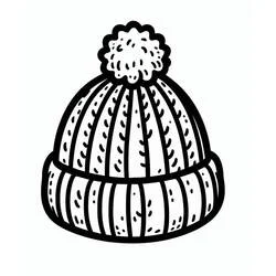 Coloriage Bonnet avec pompon et motif côtelé