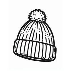 Coloriage Bonnet avec pompon et revers côtelé