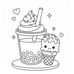 Coloriage Bubble tea et glace kawaii Coloriage Bubble tea et glace kawaii