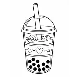 Coloriage Bubble Tea sucré avec perles de tapioca Coloriage Bubble Tea sucré avec perles de tapioca