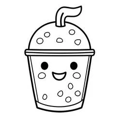 Coloriage Bubble tea mignon avec un grand sourire Coloriage Bubble tea mignon avec un grand sourire