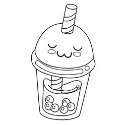 Coloriage Bubble Tea avec un visage souriant mignon Coloriage Bubble Tea avec un visage souriant mignon