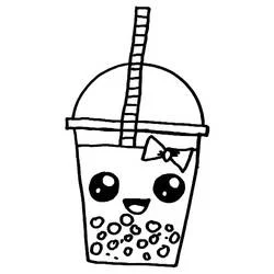 Coloriage Bubble Tea mignon au sourire joyeux Coloriage Bubble Tea mignon au sourire joyeux