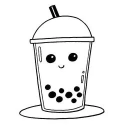Coloriage Bubble Tea au sourire joyeux Coloriage Bubble Tea au sourire joyeux