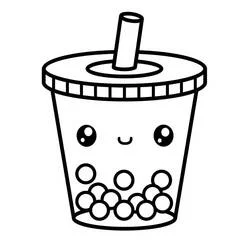 Coloriage Bubble Tea avec un visage mignon Coloriage Bubble Tea avec un visage mignon