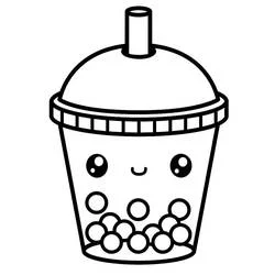 Coloriage Bubble Tea avec un visage souriant Coloriage Bubble Tea avec un visage souriant