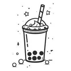 Coloriage Bubble Tea avec perles de tapioca et paille Coloriage Bubble Tea avec perles de tapioca et paille