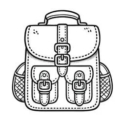 Coloriage Cartable avec boucles et poches latérales