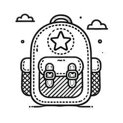 Coloriage Cartable avec une étoile et des nuages