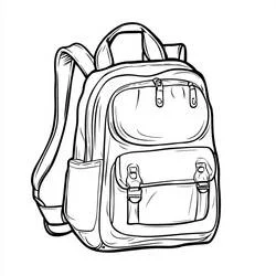 Coloriage Cartable avec poches avant et fermetures éclair