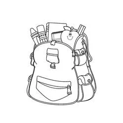 Coloriage Cartable rempli de fournitures scolaires