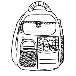 Coloriage Cartable avec poche à carte et fermeture éclair