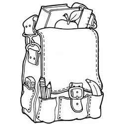 Coloriage Cartable rempli de fournitures