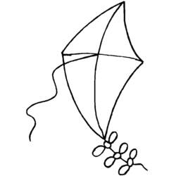 Coloriage Cerf-volant losange en quatre triangles et fil ondulé