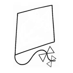 Coloriage Cerf-volant avec fil ondulé et nœuds triangulaires