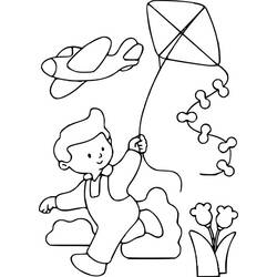 Coloriage Cerf-volant tenu par un enfant qui court