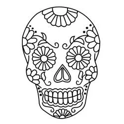 Coloriage Crane orné de fleurs façon calavera mexicaine