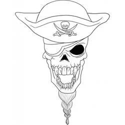 Coloriage Crane coiffé d'un chapeau de pirate avec cache-œil