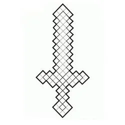 Coloriage Épée Minecraft en blocs pixelisés