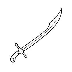 Coloriage Épée courbée avec garde en forme de losange