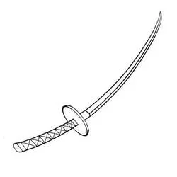 Coloriage Épée de samouraï à lame courbée