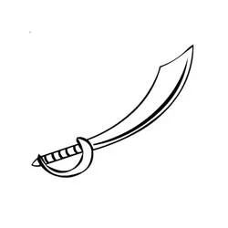 Coloriage Épée en forme de sabre de pirate