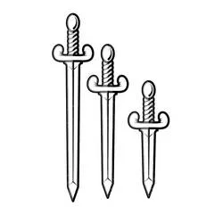 Coloriage Trois épées de tailles décroissantes