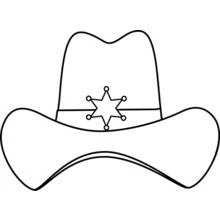 Coloriage Étoile de sherif sur un chapeau de cowboy
