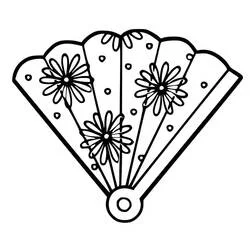 Coloriage Éventail décoré de fleurs Coloriage Éventail décoré de fleurs