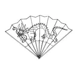 Coloriage Éventail avec un dragon Coloriage Éventail avec un dragon