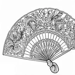 Coloriage Éventail orné avec motifs floraux complexes Coloriage Éventail orné avec motifs floraux complexes