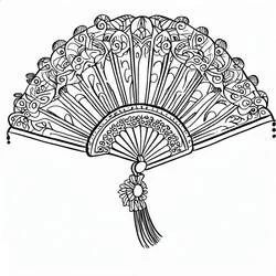 Coloriage Éventail aux motifs décoratifs élégants Coloriage Éventail aux motifs décoratifs élégants