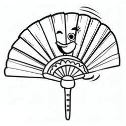 Coloriage Éventail mignon avec un visage souriant Coloriage Éventail mignon avec un visage souriant