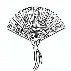 Coloriage Éventail déployé à motifs floraux Coloriage Éventail déployé à motifs floraux