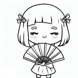Coloriage Petite fille avec un éventail Coloriage Petite fille avec un éventail