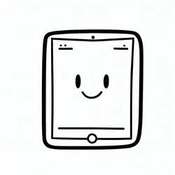 Coloriage IPad souriant avec un visage joyeux
