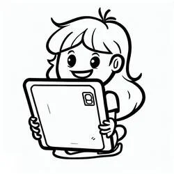 Coloriage Fille avec un iPad