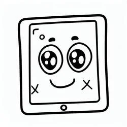 Coloriage IPad mignon au visage souriant