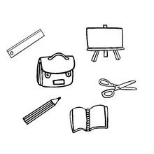 Coloriage Matériel scolaire assorti