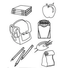 Coloriage Matériel scolaire assorti