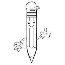 Coloriage Crayon souriant avec une casquette