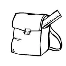 Coloriage Cartable scolaire avec une règle qui dépasse