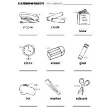 Coloriage Objets de la classe à nommer et colorier