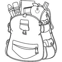 Coloriage Cartable rempli de matériel scolaire
