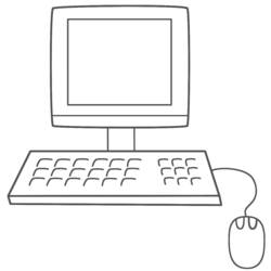 Coloriage Ordinateur avec écran, clavier et souris