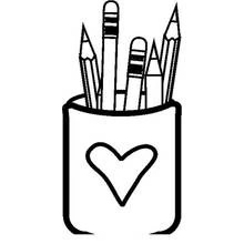 Coloriage Pot à crayons avec un coeur