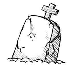 Coloriage Pierre tombale fissurée avec croix